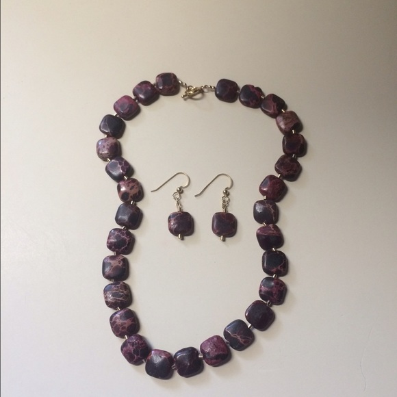 Handcrafted Maroon Stone Set