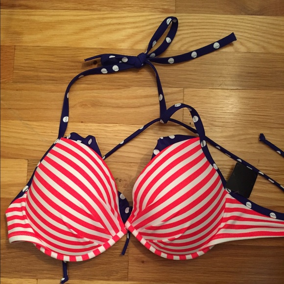 Victoria's Secret red striped American bikini top