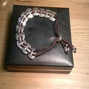 Silpad button up sterling silver and brown  B 2012