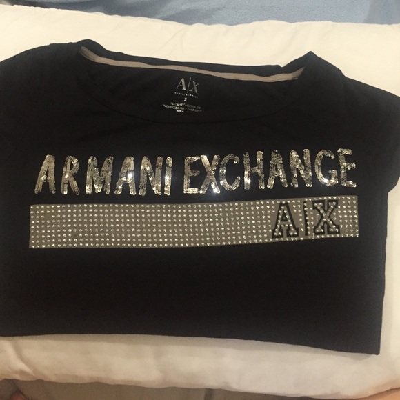 Armani exchange sequin black tee Tshirt