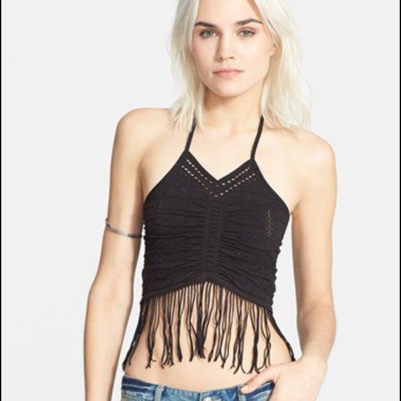 Black free people fringe top!