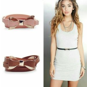 Faux Leather Skinny Bow Belt