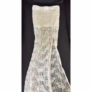 Floor length lace white slit skirt