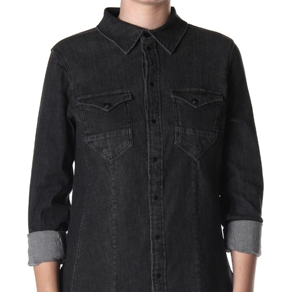Black over dyed denim shirt! So cute!
