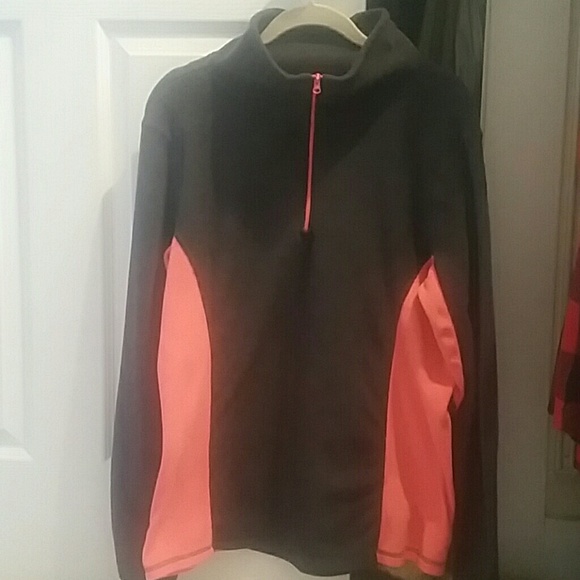 Grey / coral fleece half zip