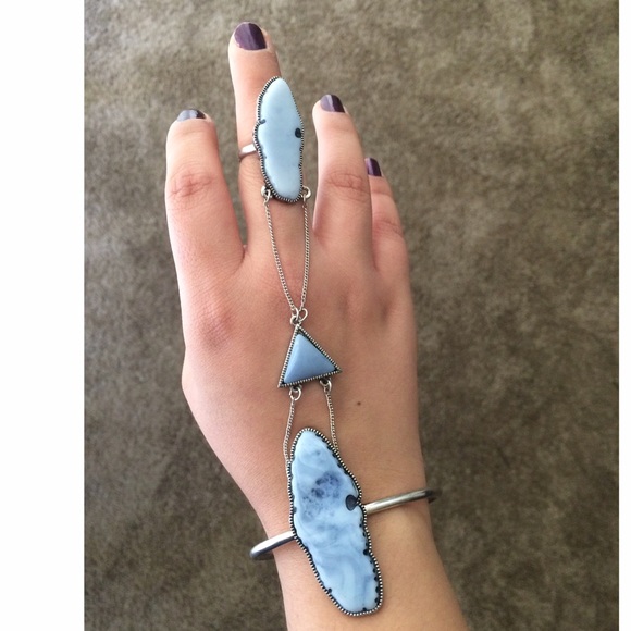 Blue stone bracelet ring