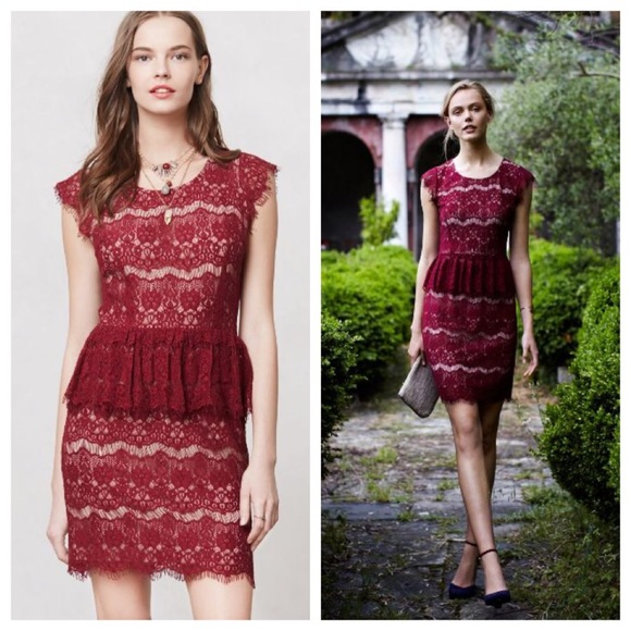 Anthropologie Dresses & Skirts - 💚Anthro 'ELSA PEPLUM LACE DRESS'