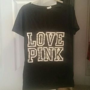 Black v-neck love pink tshirt