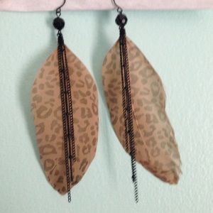 cheetah feather earrings
