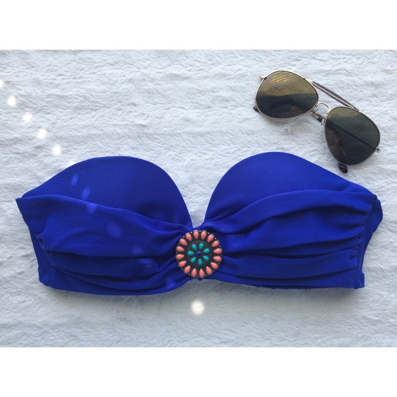 Strapless Royal Blue Bikini Top