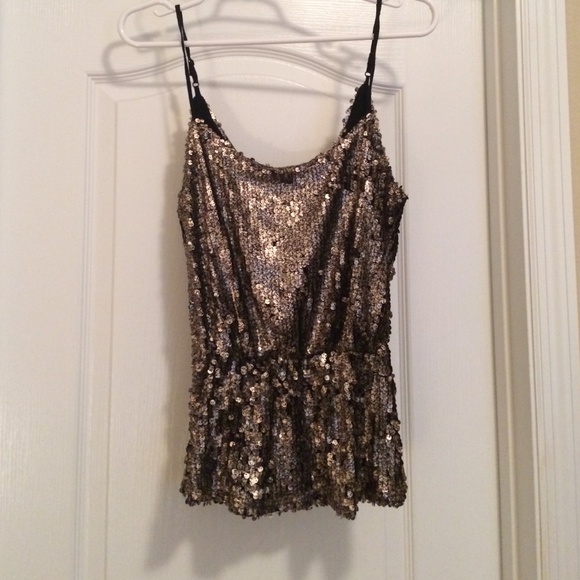 Gold sequin peplum tank
