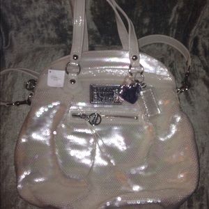 Coach Poppy white sequined tote
