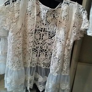 Crocheted lace cardigan