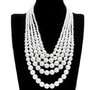 Fashion Resin White Pearl Muti 5 Layers Necklace