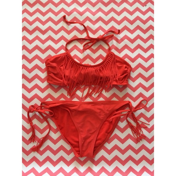 Red Fringe Bikini