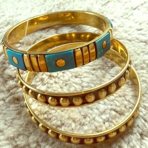 Gold and blue 3 pieces bracelet set
