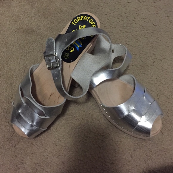 EUC Lotta from Stockholm silver clog sandal, 8.5/9