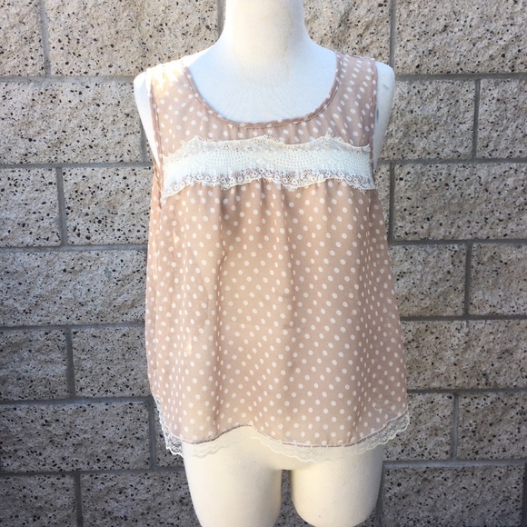 Tops - Sheer Polka Dot and Lace Crop Top