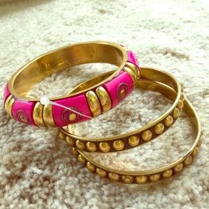 Gold and pink 3 pieces bracelet set