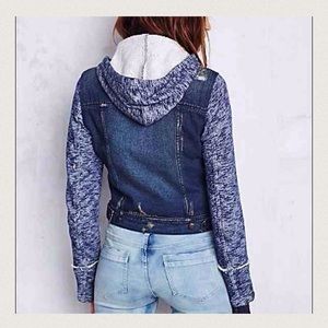 Free people Knit Hooded Denim Jacket