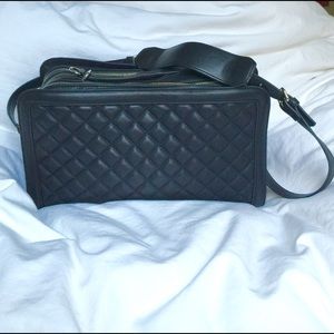 Zara quilted black shoulder bag , double zip