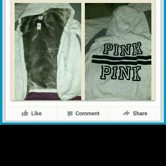 Victoria secret pink faux fur bling zip up hoodie