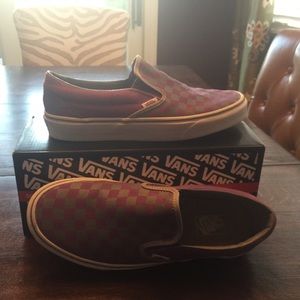 Gray and purple checkered print vans. Size 8.5 Men