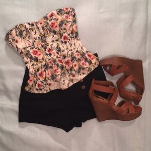 Floral peplum corset top