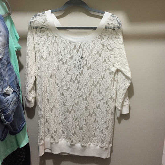 Express 3/4 sleeve lace top NWT
