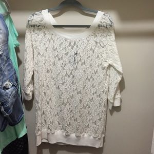 Express 3/4 sleeve lace top NWT