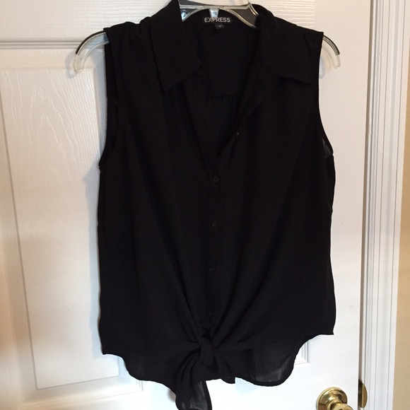 Black sheer button down top