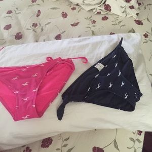 Hollister bikini bottoms (hot pink and dark blue)