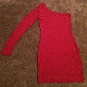 Red mini body con dress