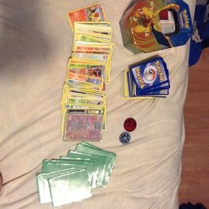 Pokemon Cards, Coins, Tin, Card Sleeves