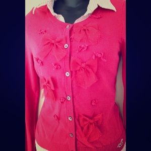 Pink Abercrombie bow cardigan