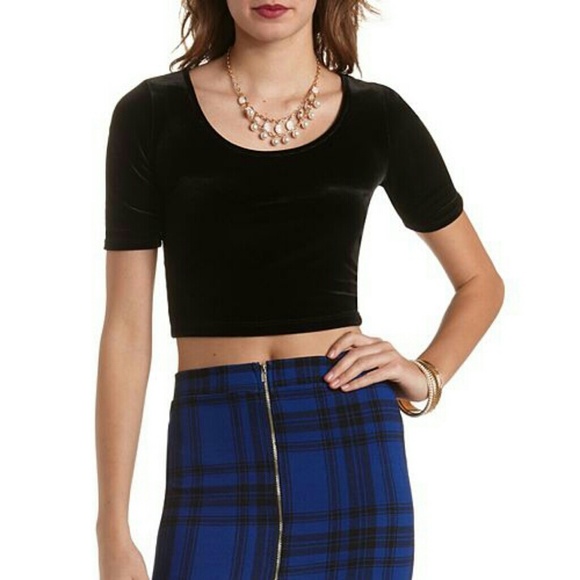 Burgundy Velvet Crop Top! (Available in turquoise)