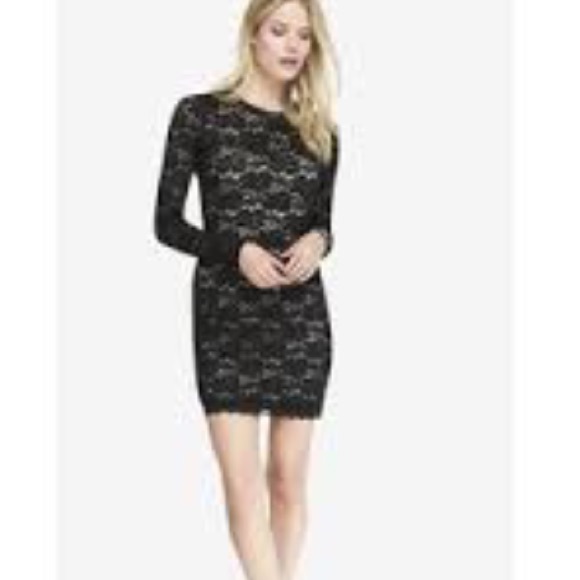 LACE ILLUSION BACK SHEATH DRESS - BLACK