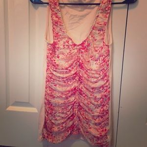 Pink floral ruche top