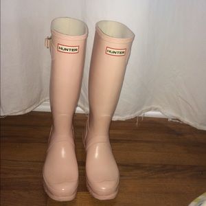 light pink tall hunter boots