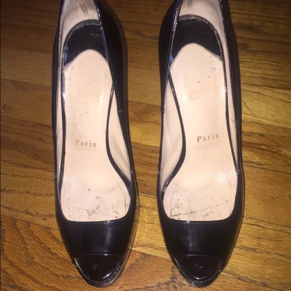Louboutin Very Prive Black Patent Peep Toe - Picture 2 of 4