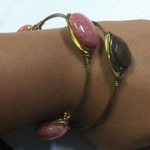 Pink Bead Wire Bracelet