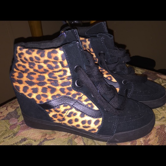 Vans cheetah print wedge sneakers