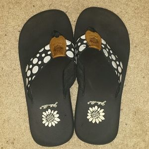 Yellow box flip flops