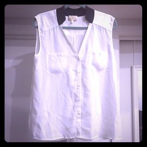 White tank top with black collar