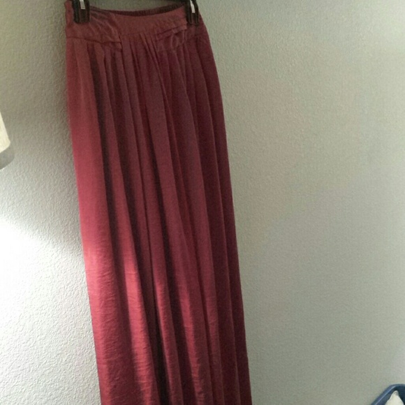 Red silk maxi Skirt
