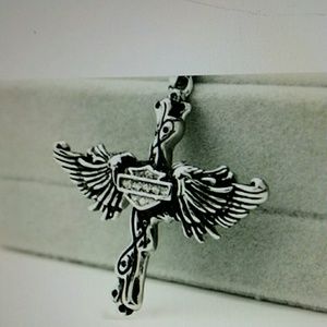Harley Davidson Winged Cross Necklace