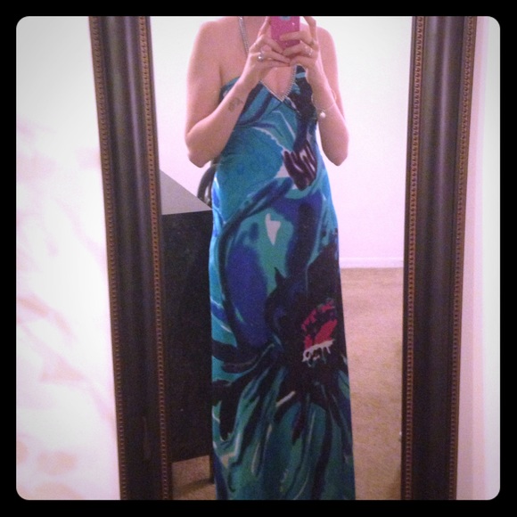 Teal/purple/pink full length prom dress