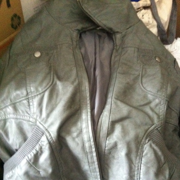 Gray leather jacket