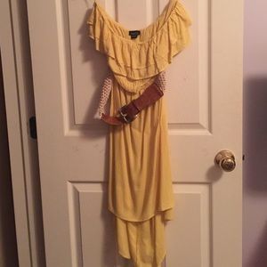 Yellow sun dress with belt
