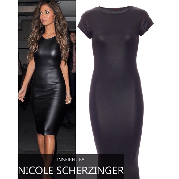 ⭐SALE⭐️Black Leatherette Midi Dress